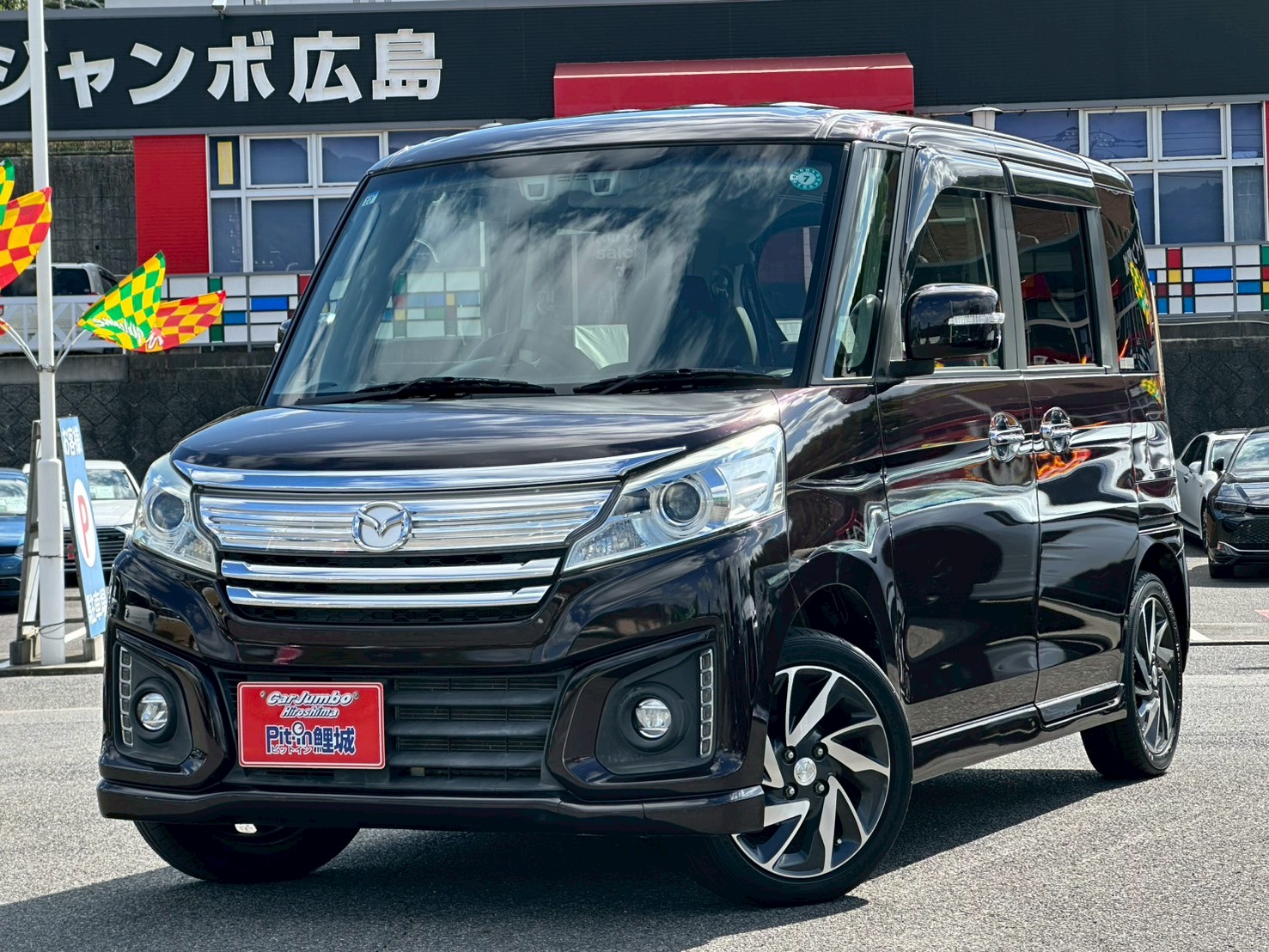 H２７年式　マツダフレアワゴンカスタムスタイル　XSターボ　CVT　660CC　NO:790275※純正ナビ・フルセグTV・Bluetooth・CD・DVD・ETC・両側電動スライドドア・HIDヘッドライト・LEDフォグライト・オートライト・オートエアコン・リアワイパー・プライバシーガラス・ロールサンシェード・シートリフター・ISOFIX・ターボ【246】