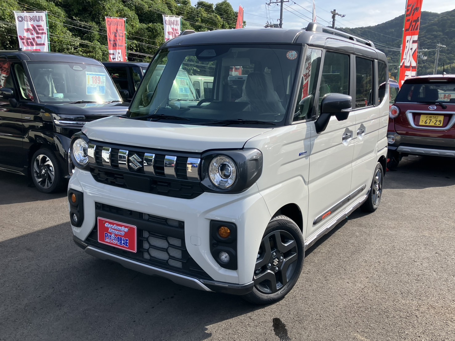 R7年式 スペーシアギア ハイブリッドXZターボ 登録済み未使用車♪ スズキセーフティサポート 前席シートヒーター ステアリングヒーター 電子パーキングブレーキ 【10㎞】 25-0180